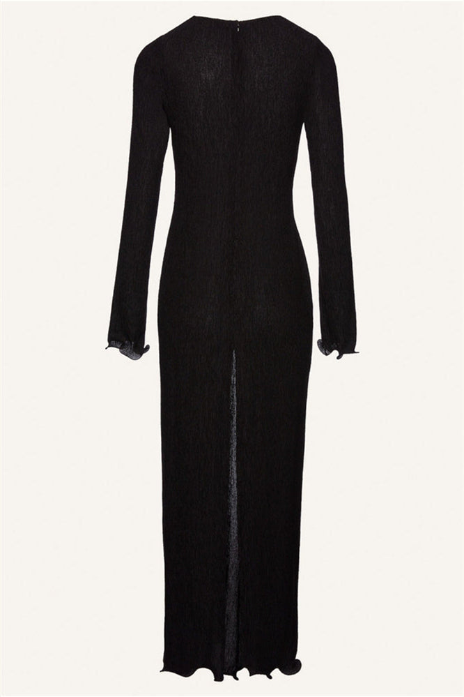 Long Sleeve V-neck Slit Maxi Dress Color