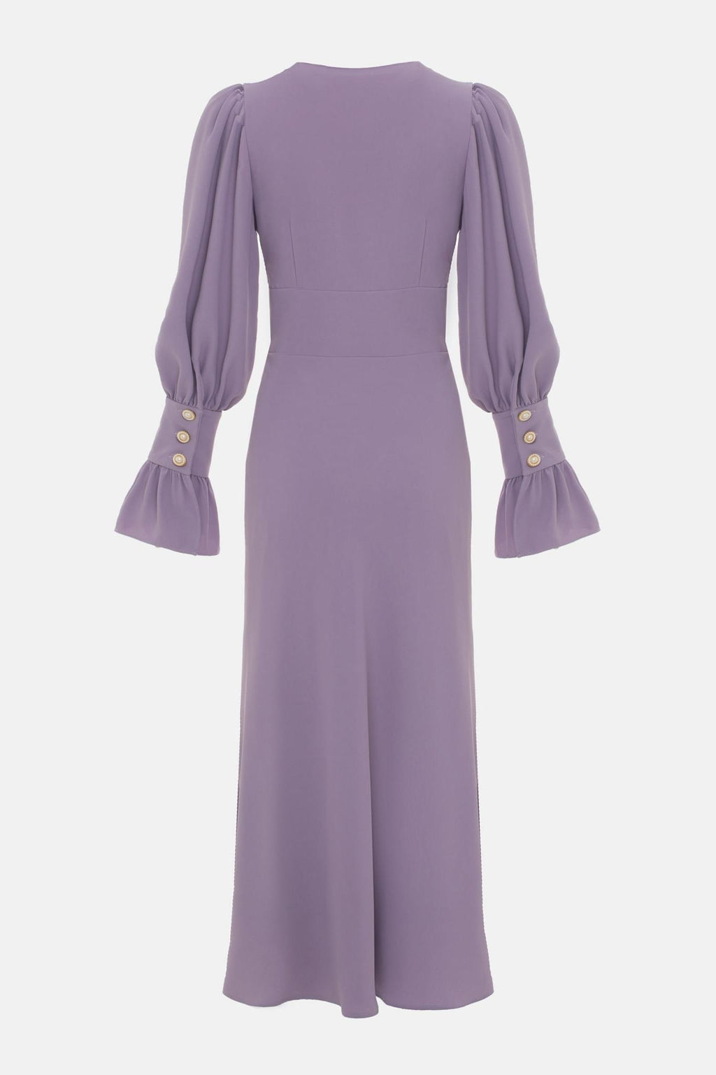 V-neck Lantern Sleeve Midi Dress