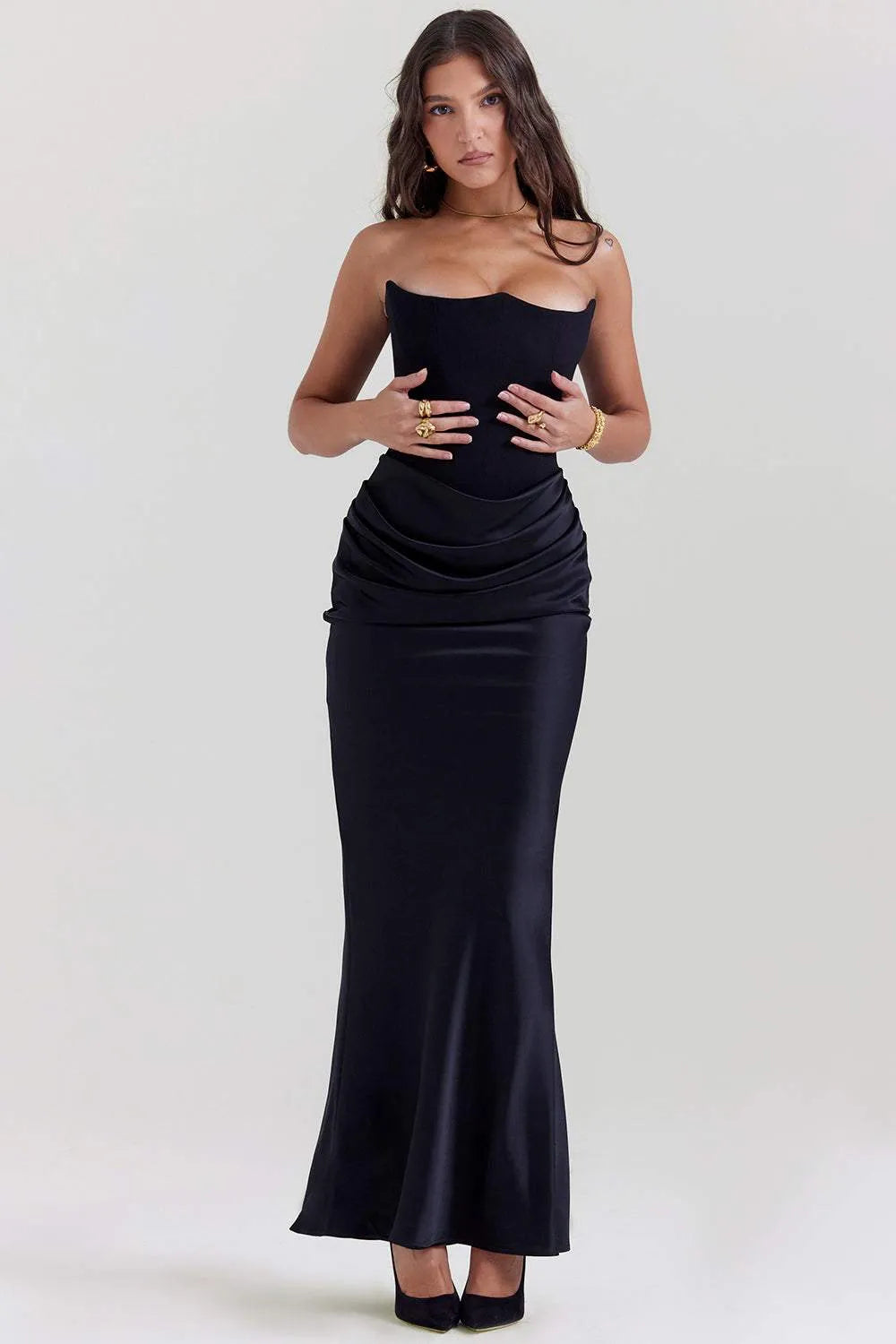 Corset Strapless Midi Dress