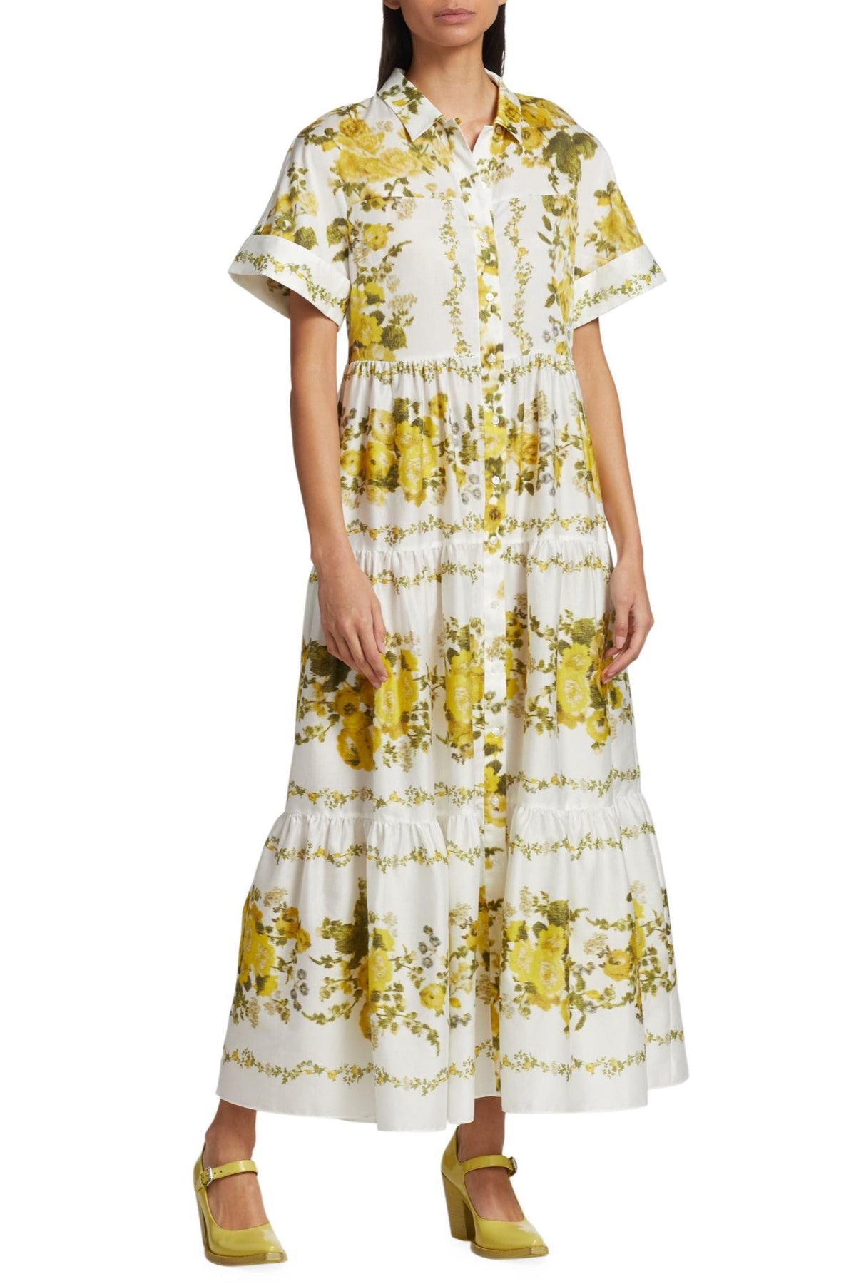 Shirt Collar Single Breasted Midi Dress
