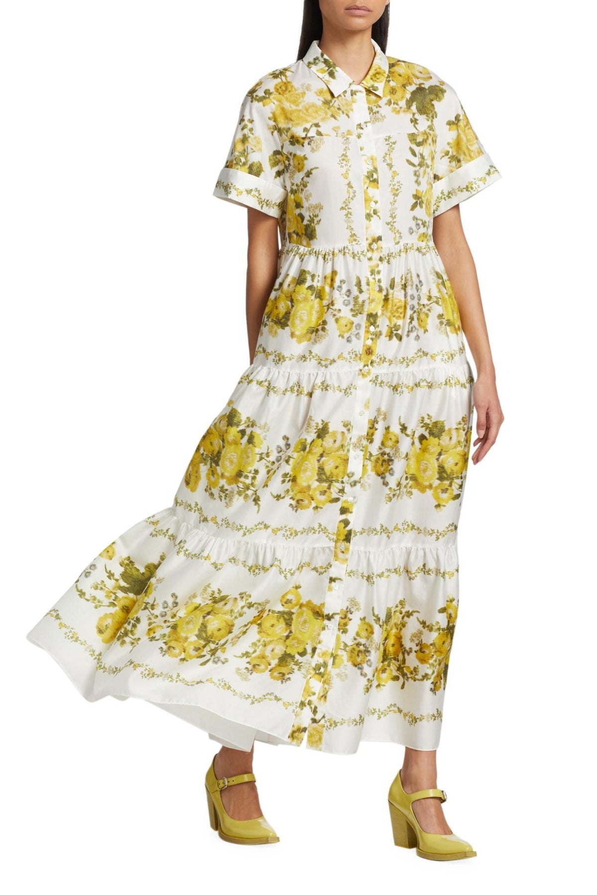 Shirt Collar Single Breasted Midi Dress