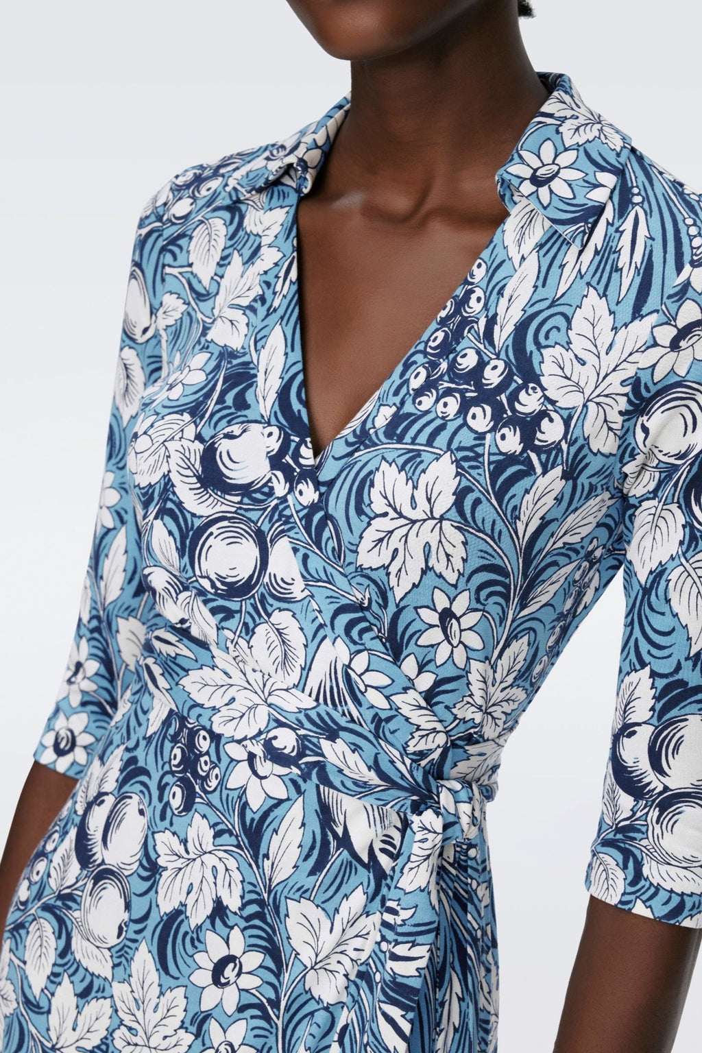 Mid Sleeve Lace Up Wrap Midi Dress