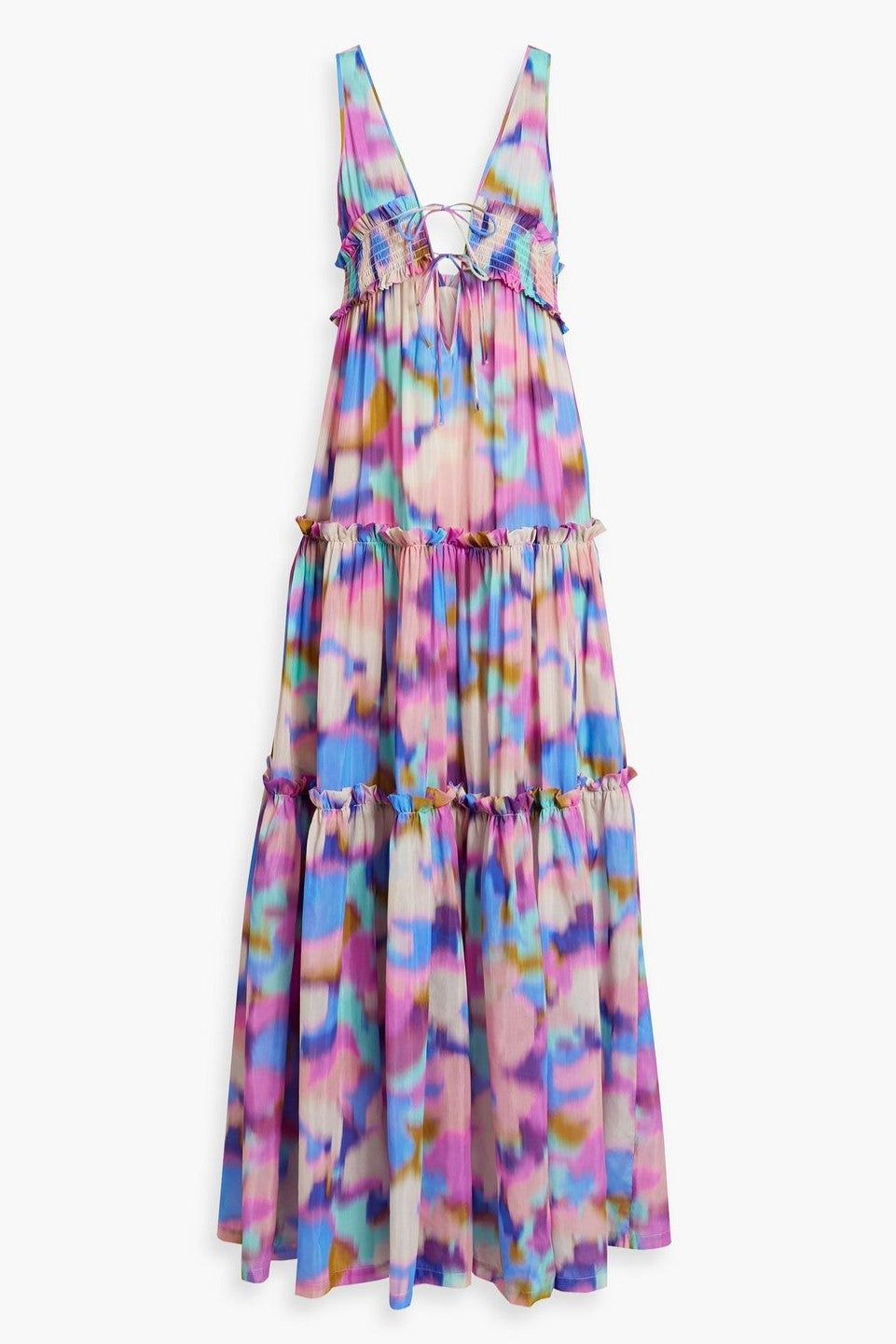 Frill Sleeveless V-neck Midi Dress