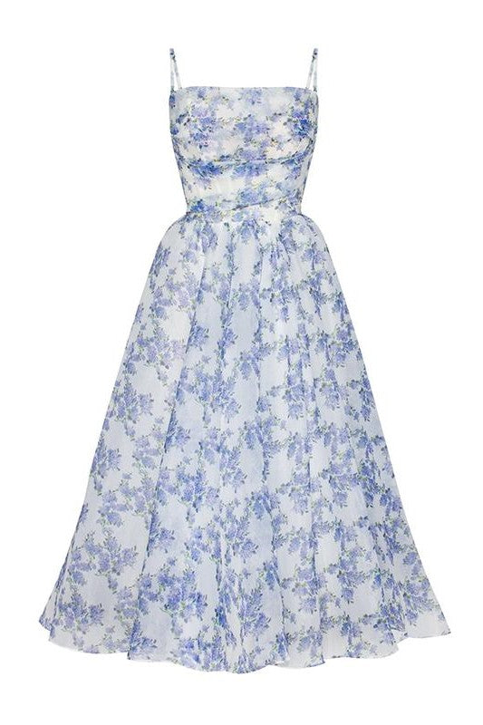 Backless Lace Up Slip Midi Dress