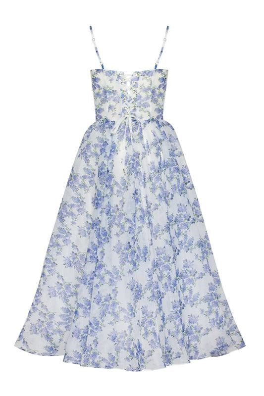 Backless Lace Up Slip Midi Dress