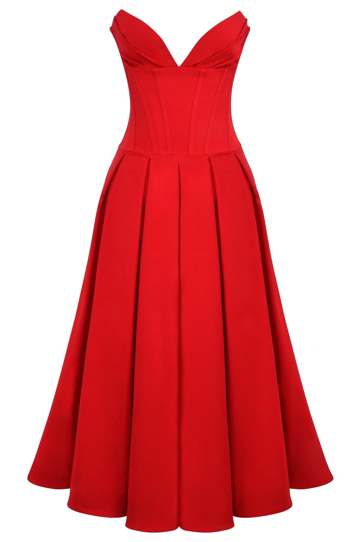 Strapless Sweetheart Neck Midi Dress