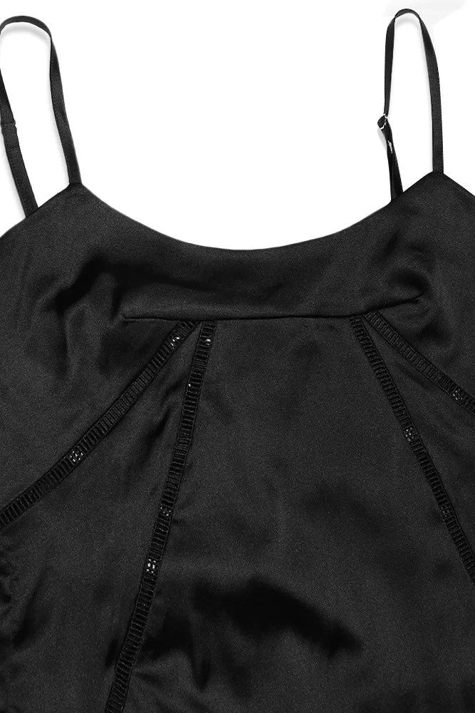 Satin Lace Up Maxi Dress Black