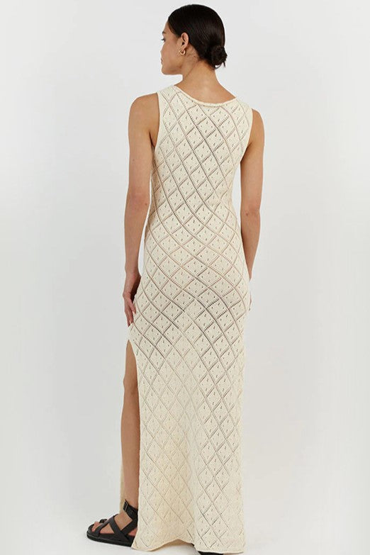 Knit Round Neckline Sleeveless Maxi Dress