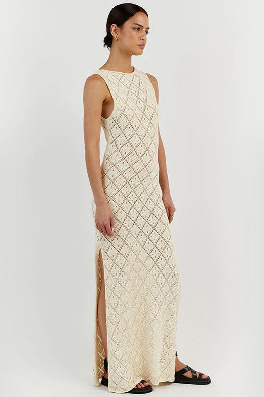 Knit Round Neckline Sleeveless Maxi Dress