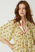 Embroidered Frill Midi Dress