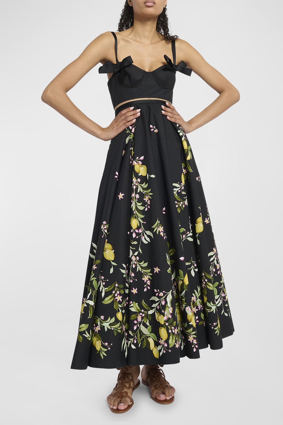 Sweetheart Neckline Bow Slip Midi Dress