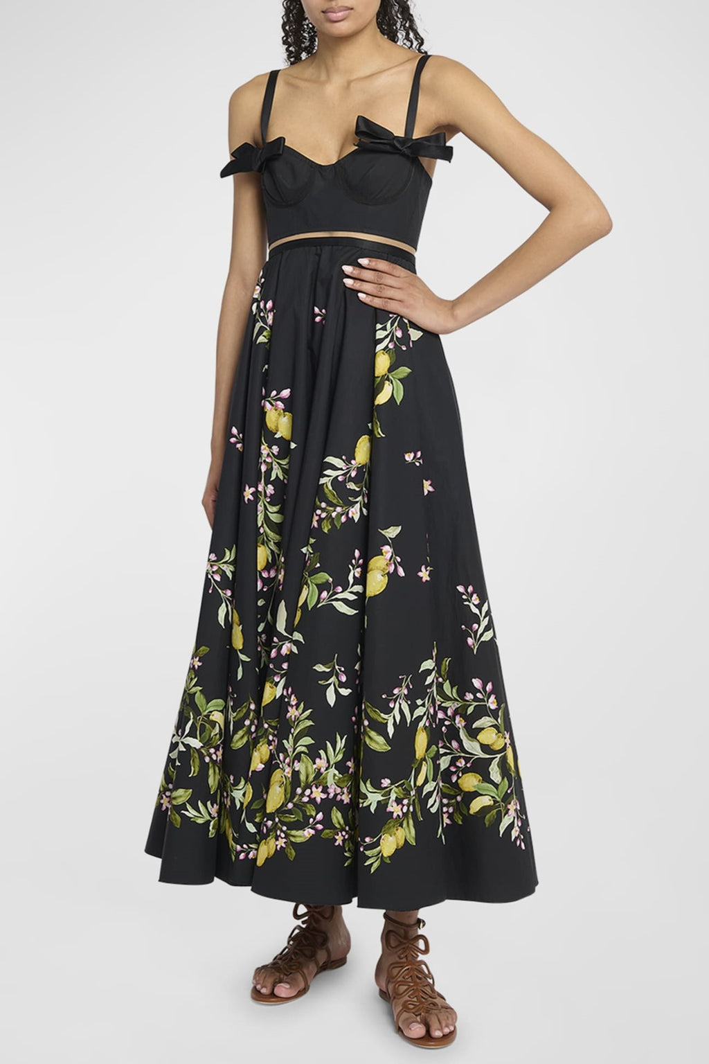 Sweetheart Neckline Bow Slip Midi Dress