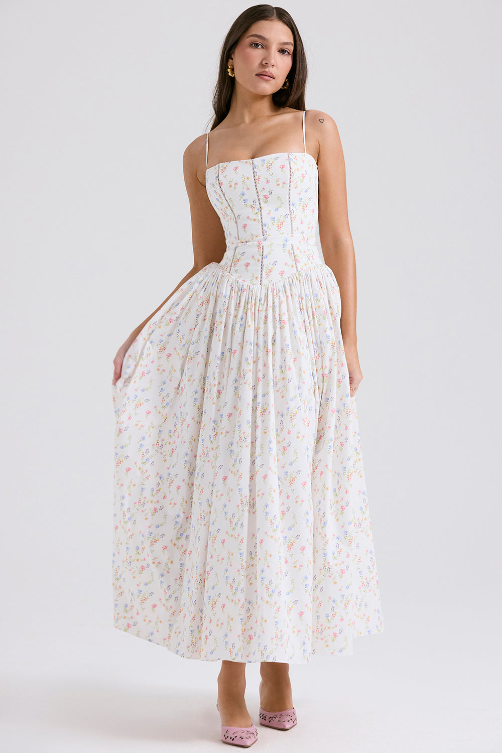 Sleeveless Square Collar Midi Dress