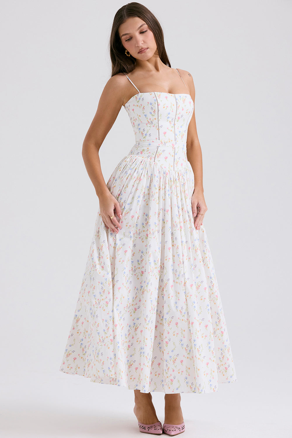 Sleeveless Square Collar Midi Dress