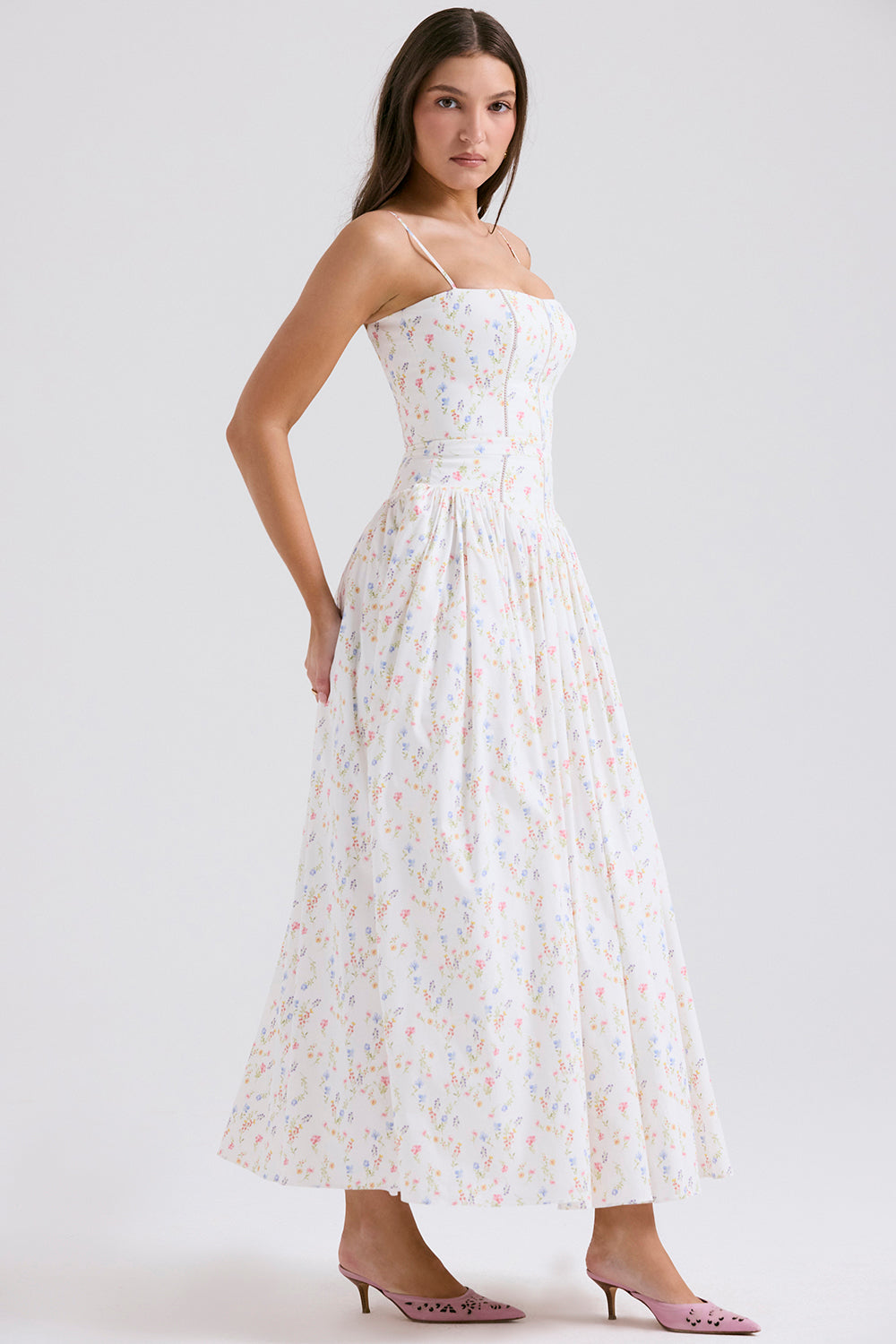 Sleeveless Square Collar Midi Dress