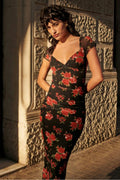 Mesh Sweetheart Neck Midi Dress