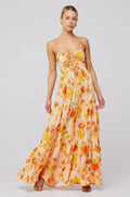 Shirring Lace-up Sleeveless Maxi Dress