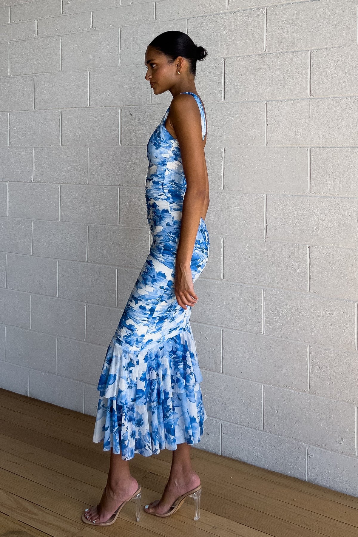 Mesh Cut-out Backless Midi Dress