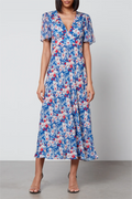 V-neck Lace Up Midi Dress