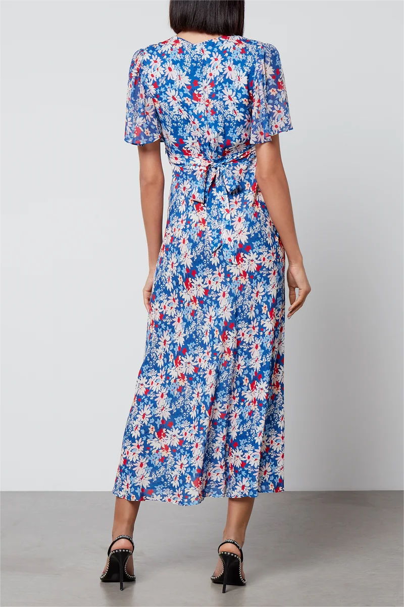 V-neck Lace Up Midi Dress