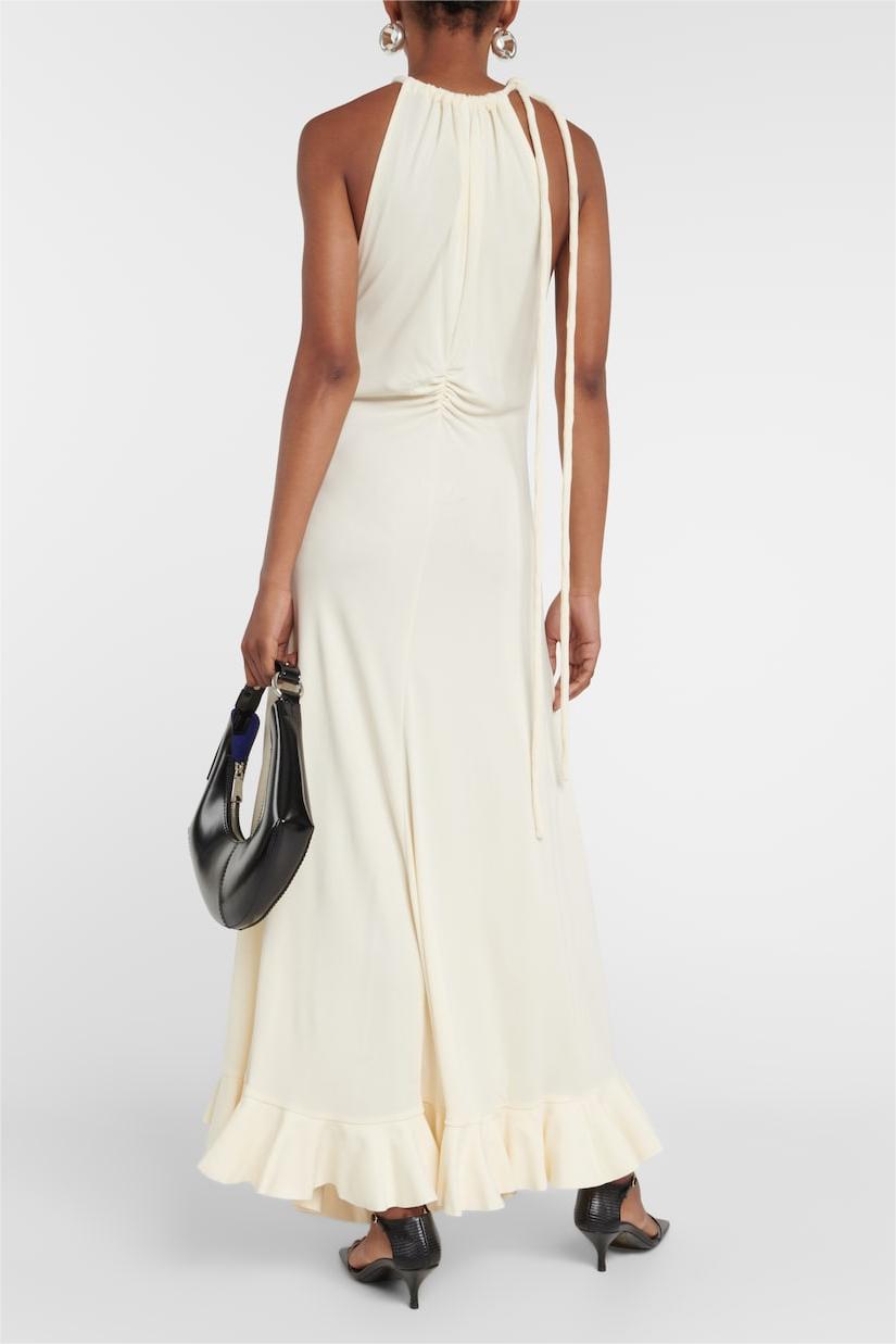 Knit Shirring Lace Up Maxi Dress