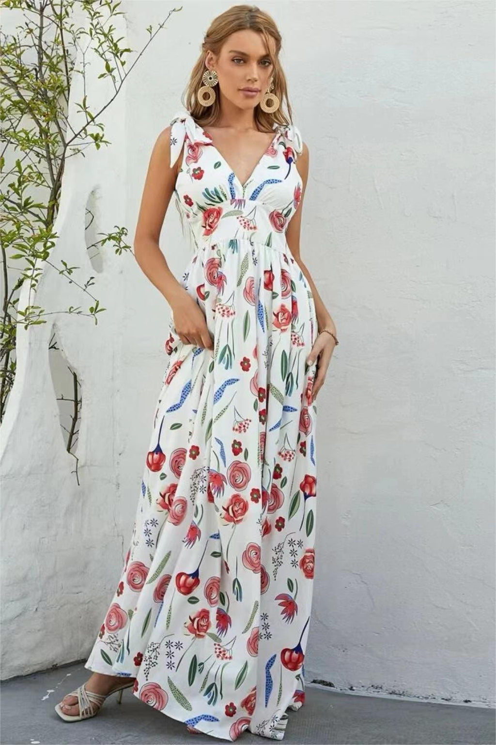 Lace Up Sleeveless Midi Dress