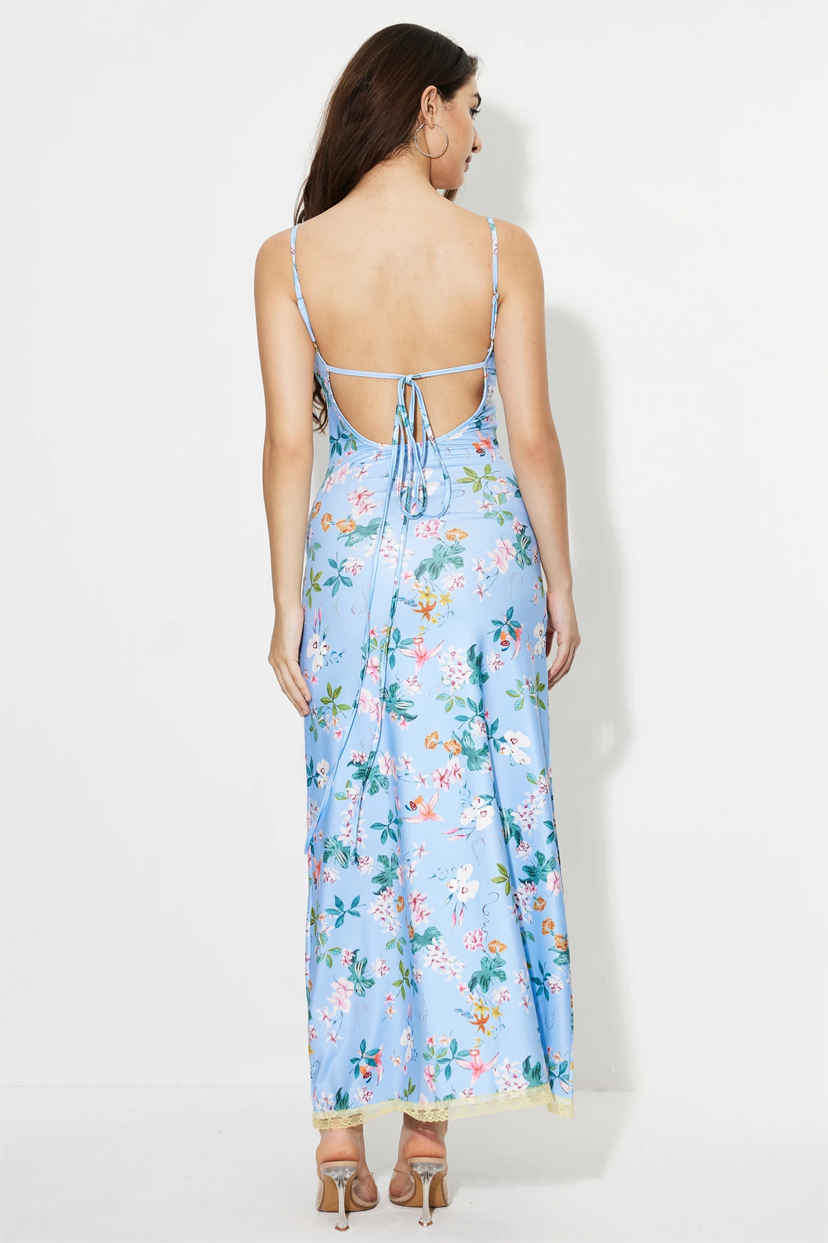 Lace Sleeveless V-neck Midi Dress