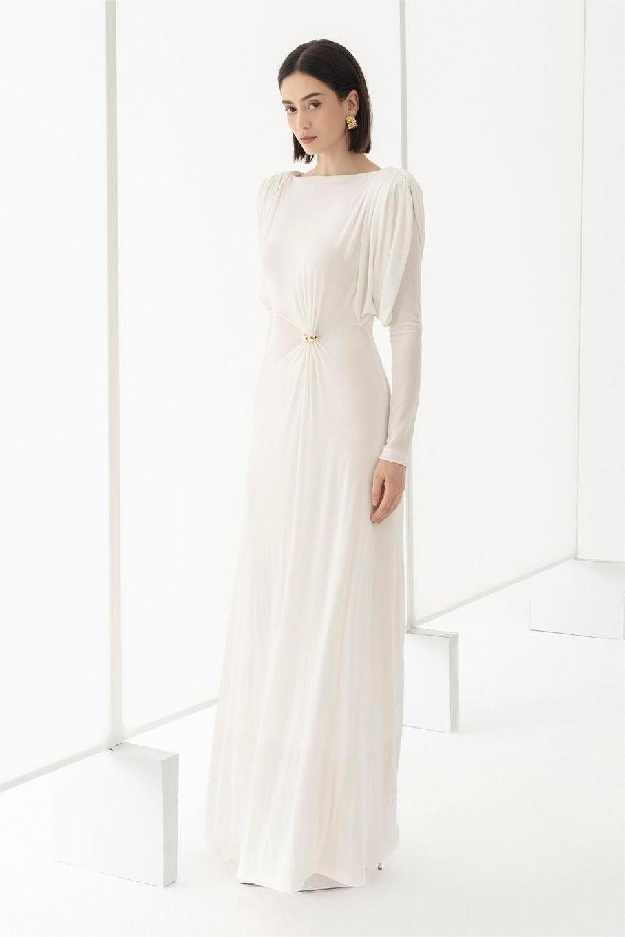 Knit Knotted Long Sleeve Maxi Dress