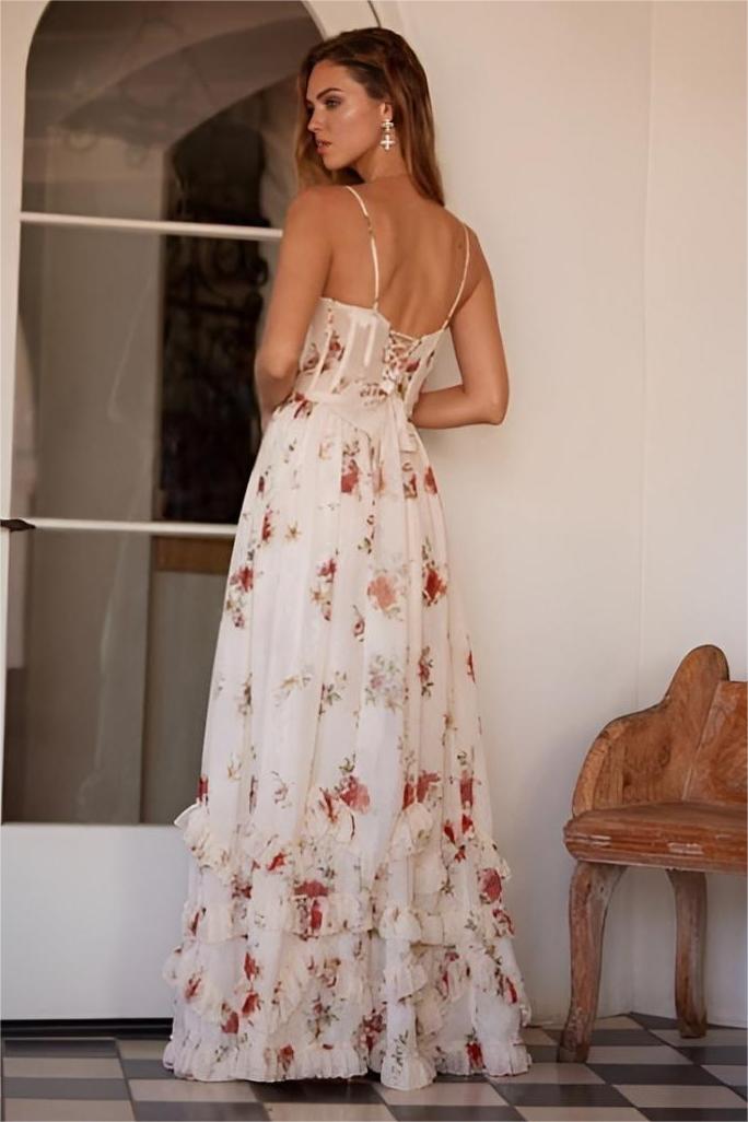 Sweetheart Neck Split Midi Dress