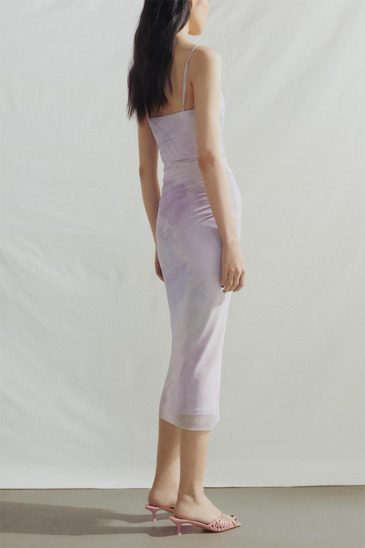 Mesh Sweetheart Neck Sleeveless Midi Dress
