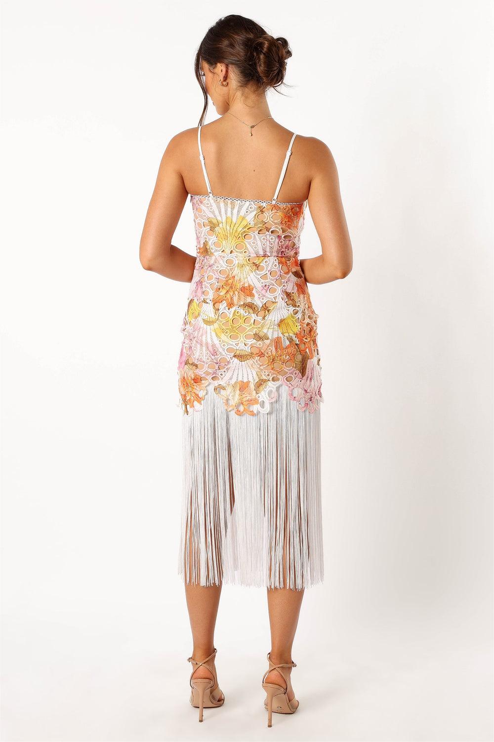 Lace Tassel Sleeveless Midi Dress