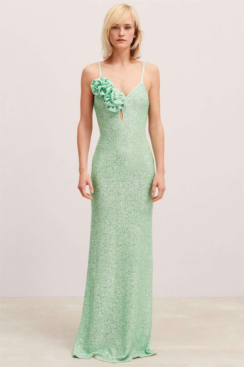 3d Sequin Sleeveless Midi Dress