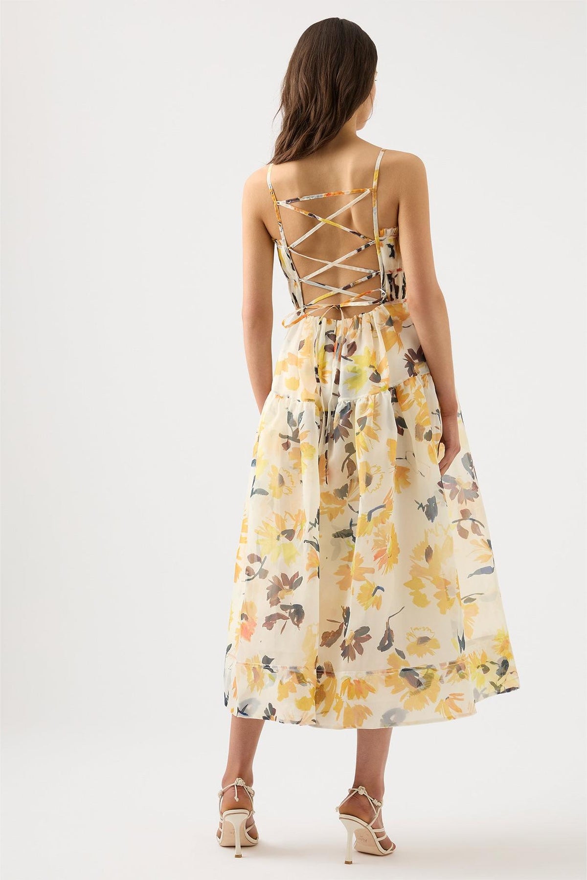 Ruched Sleeveless Midi Dress