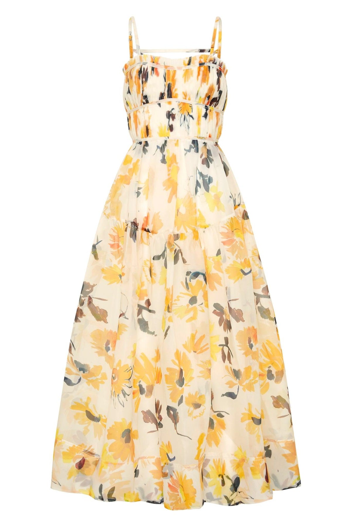Ruched Sleeveless Midi Dress