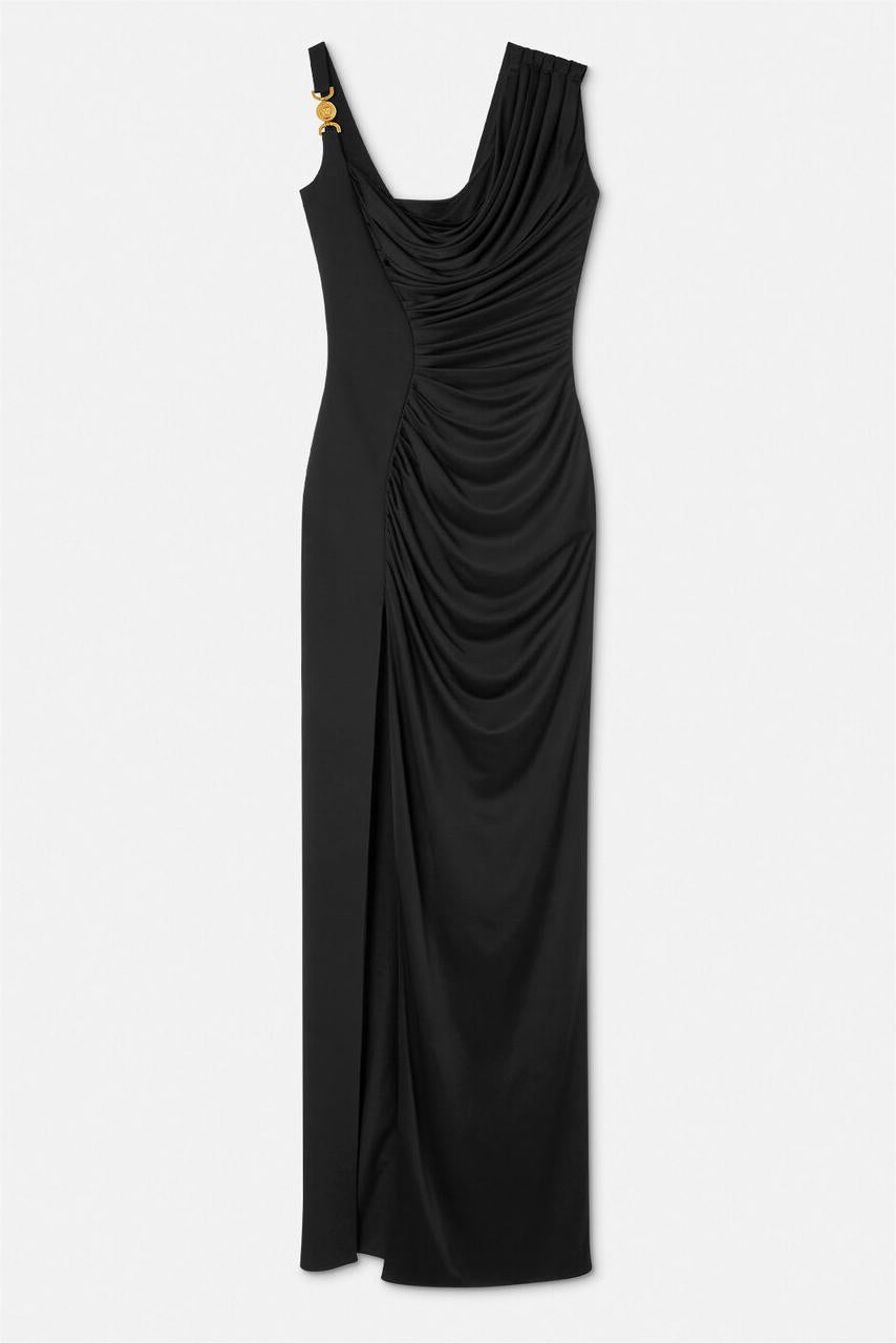 Knit Ruched Split Midi Dress