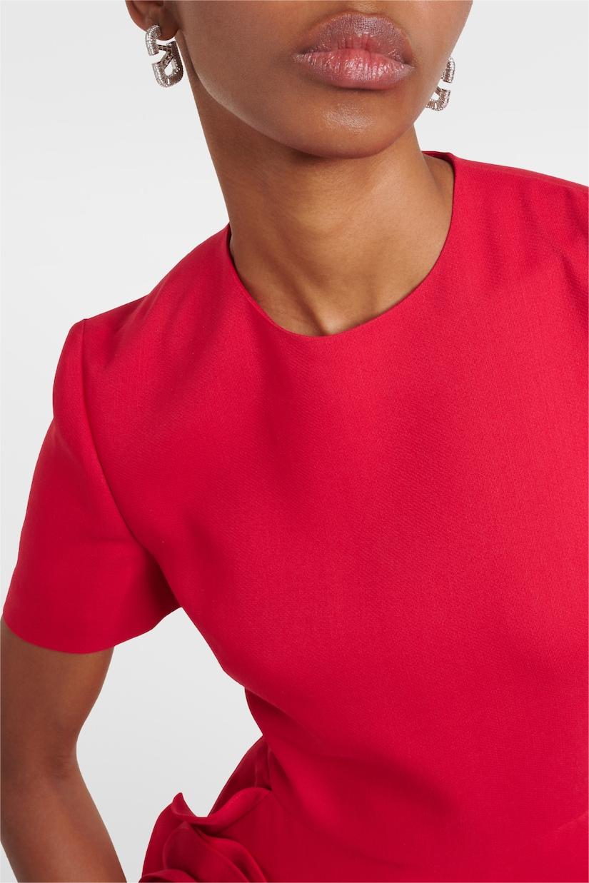 3d Round Neck Short Sleeve Midi Dress Red