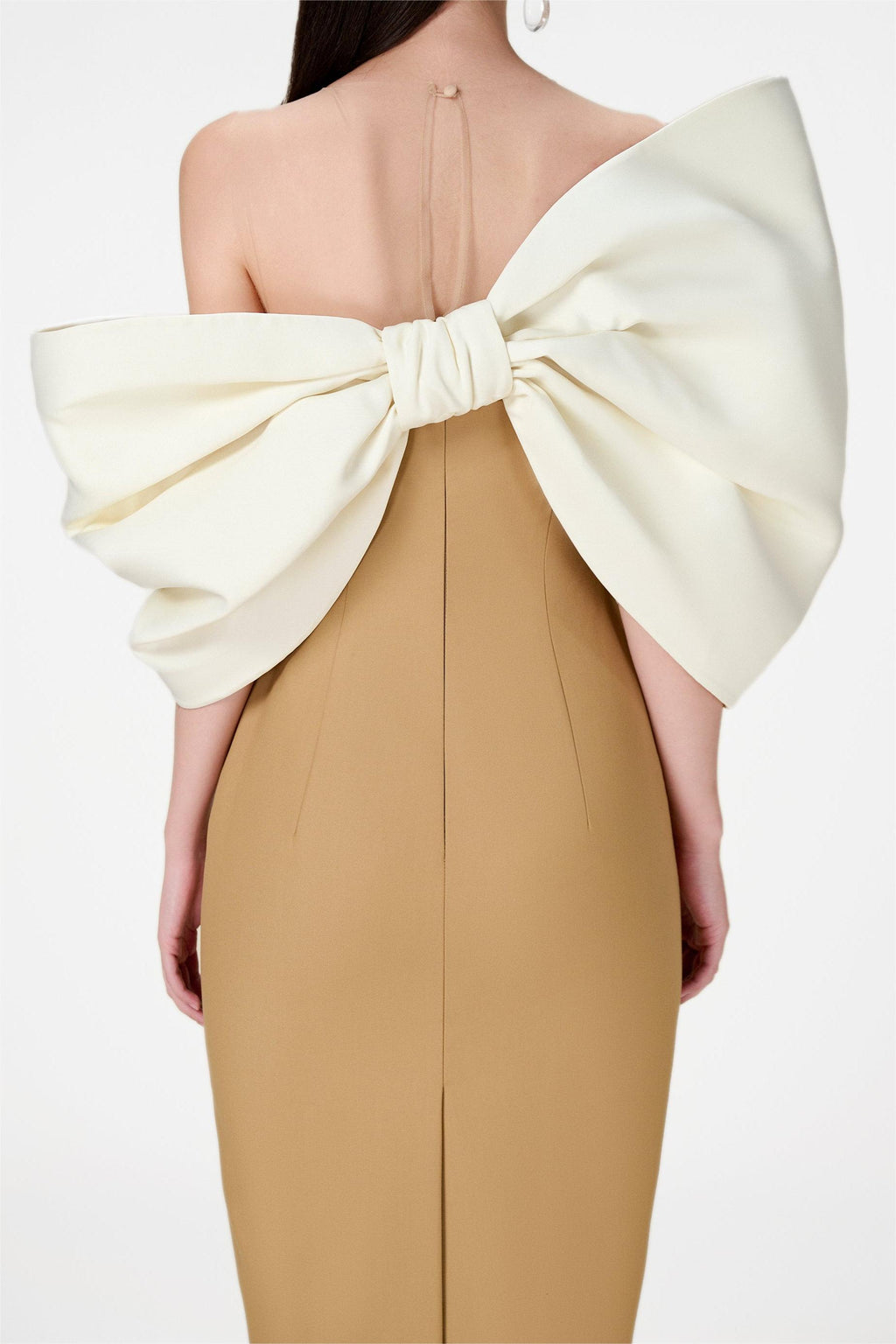 Bow Off-shoulder Asymmetrical Midi Dress