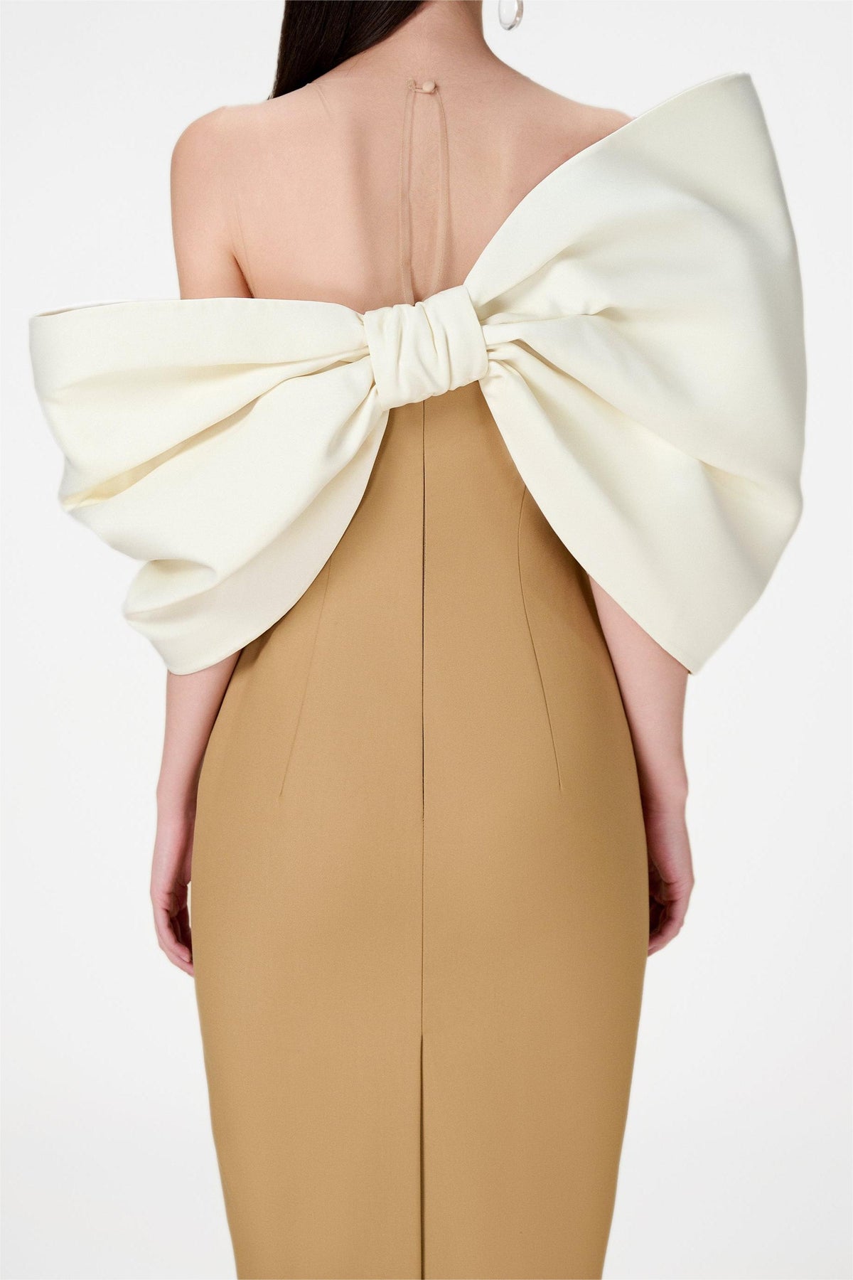 Bow Off-shoulder Asymmetrical Midi Dress