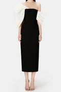 Bow Off-shoulder Asymmetrical Midi Dress
