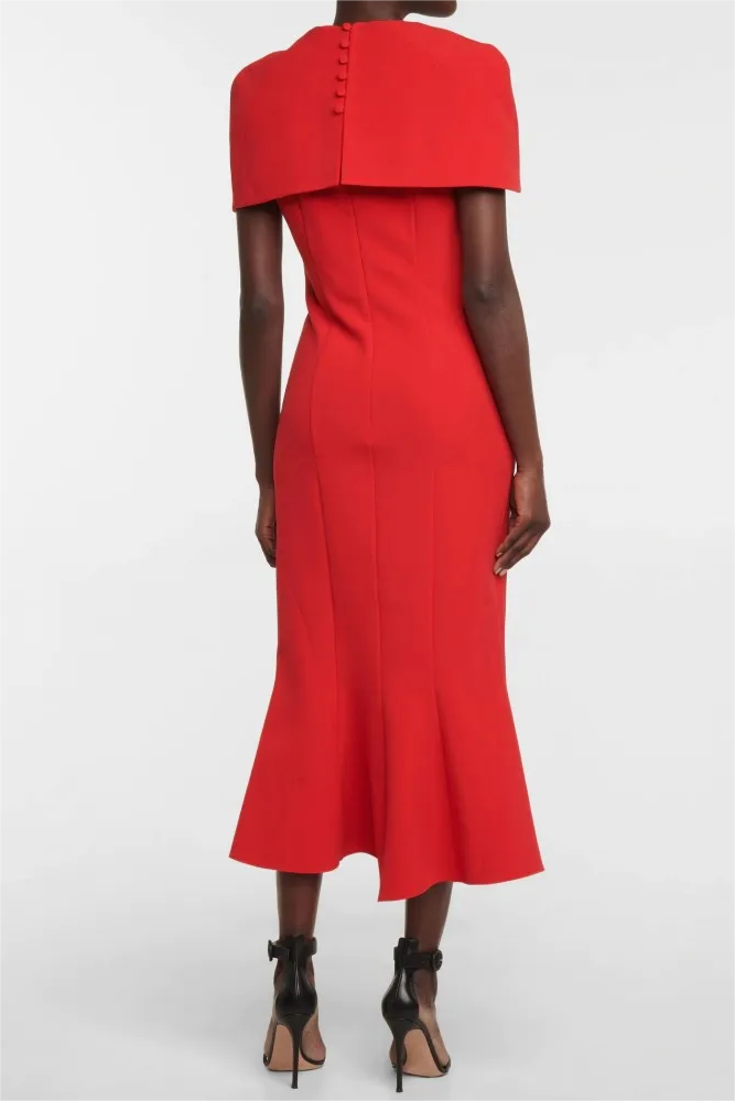 V-neck Shawl Midi Dress
