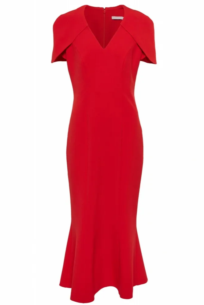 V-neck Shawl Midi Dress
