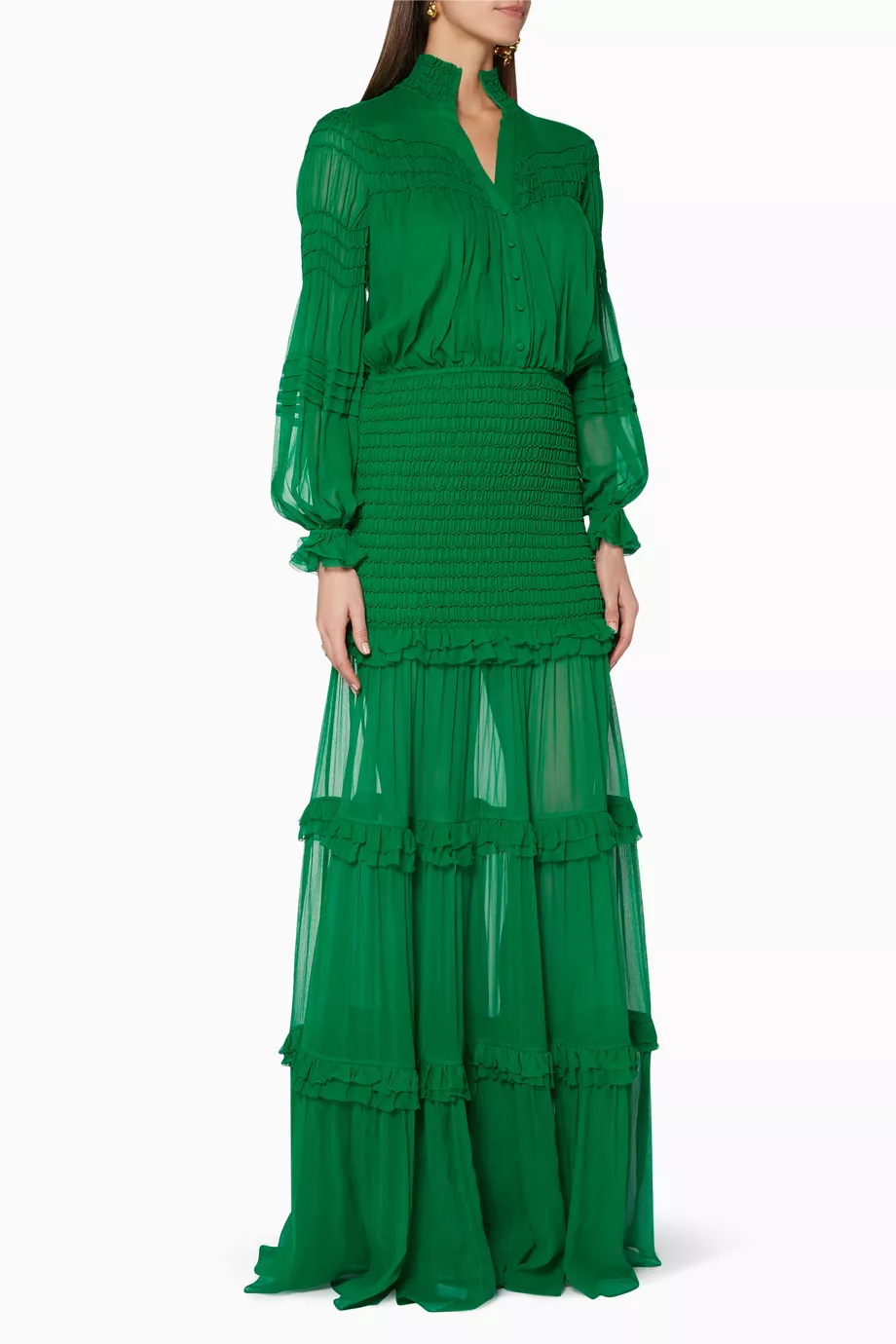 Chiffon Smocking Maxi Dress