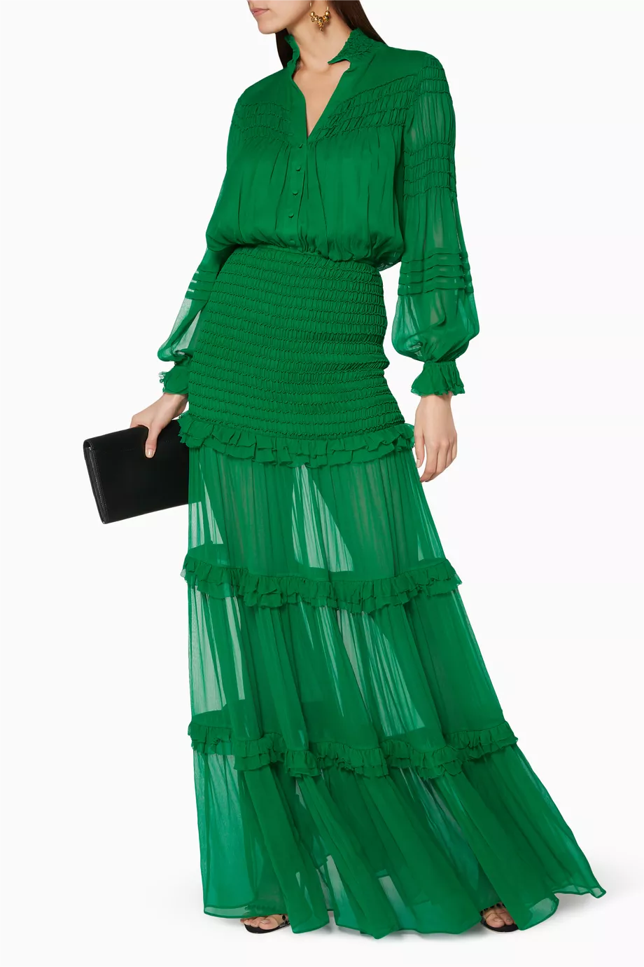 Chiffon Smocking Maxi Dress
