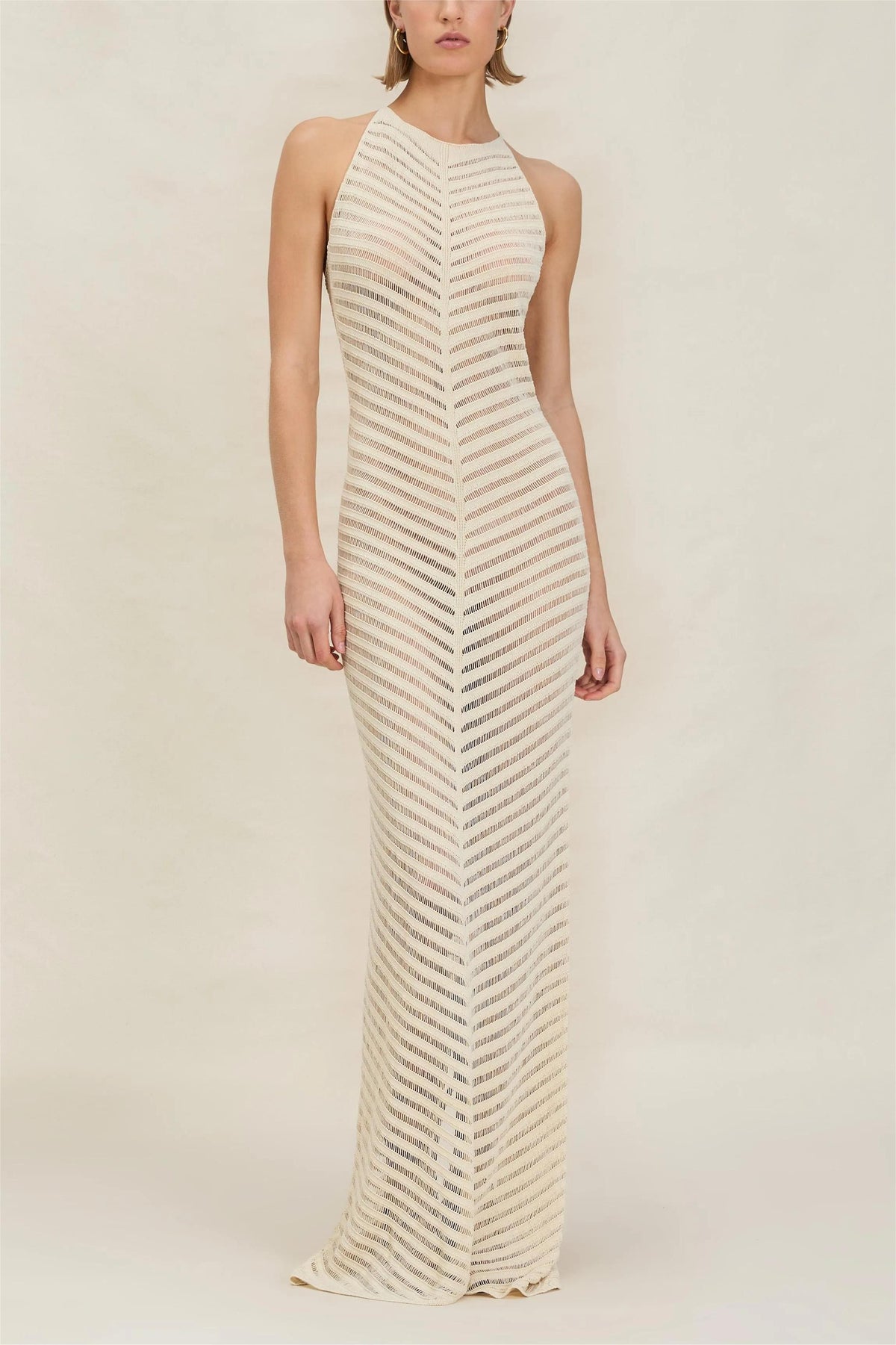 Knit Sleeve Split Midi Dress