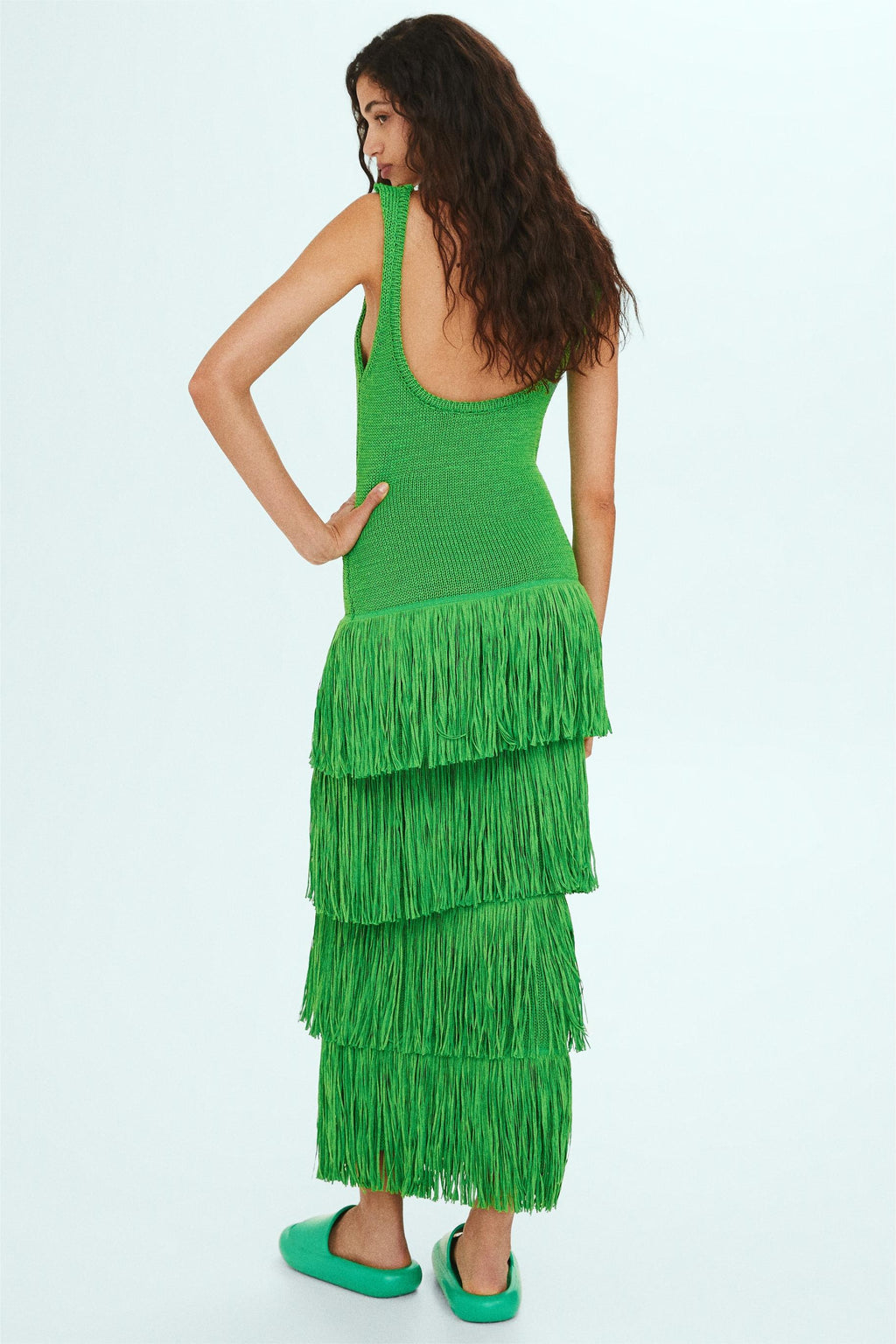 Knit Tassel Sleeveless Midi Dress