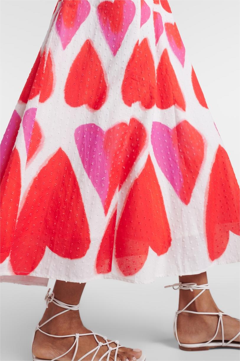 Sweetheart Print Cut-out Sleeveless Midi Dress
