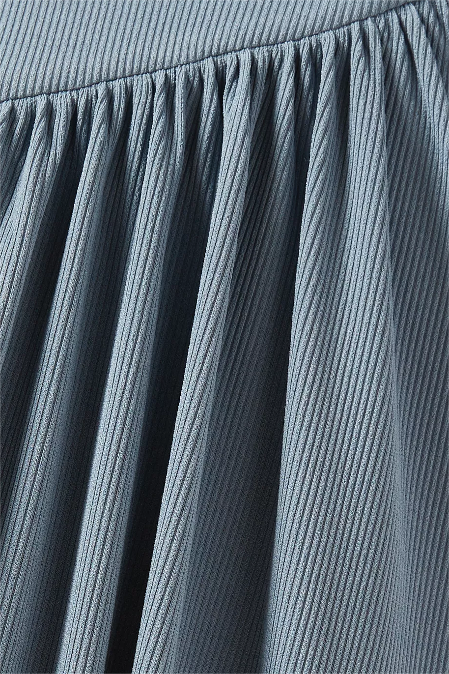 Jersey Ruched Long Sleeve Midi Dress Blue