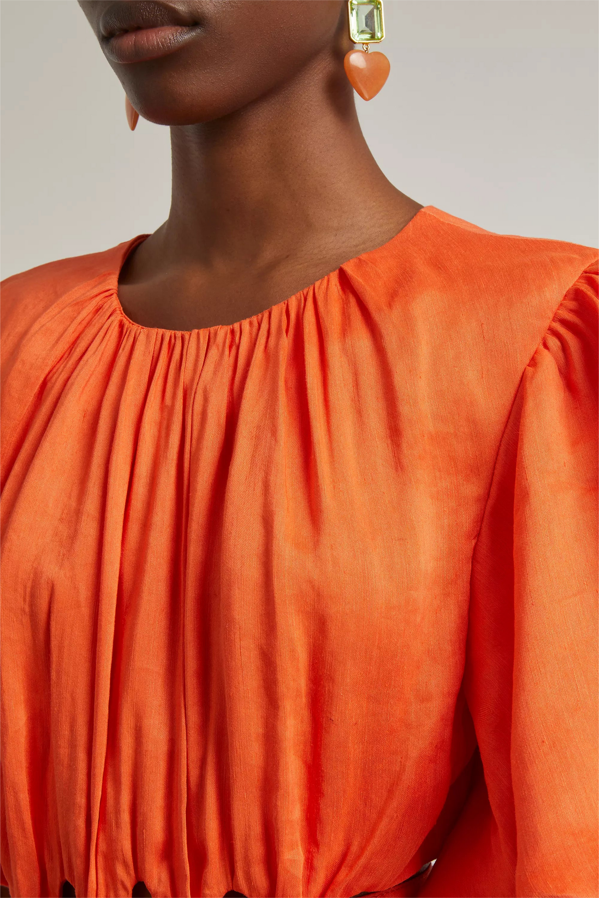 Puff Sleeve Cut-out Midi Dress