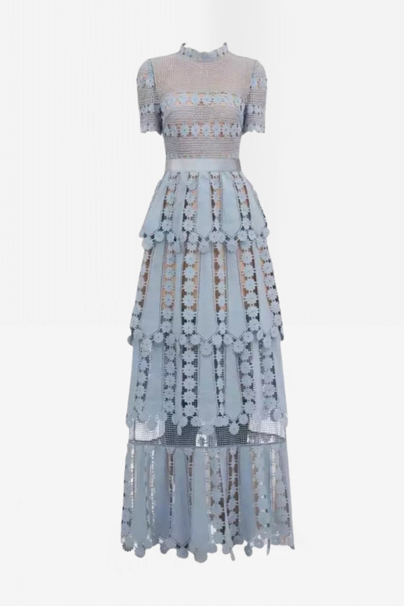 Lace Short Sleeve Midi Dress