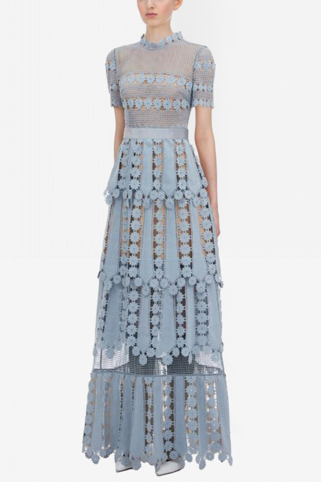 Lace Short Sleeve Midi Dress